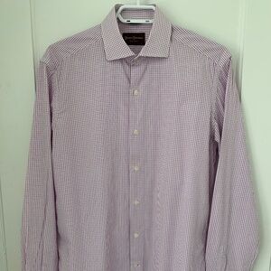 Hickey Freeman Men's Dress Shirt Pink Check Size 15.5" M